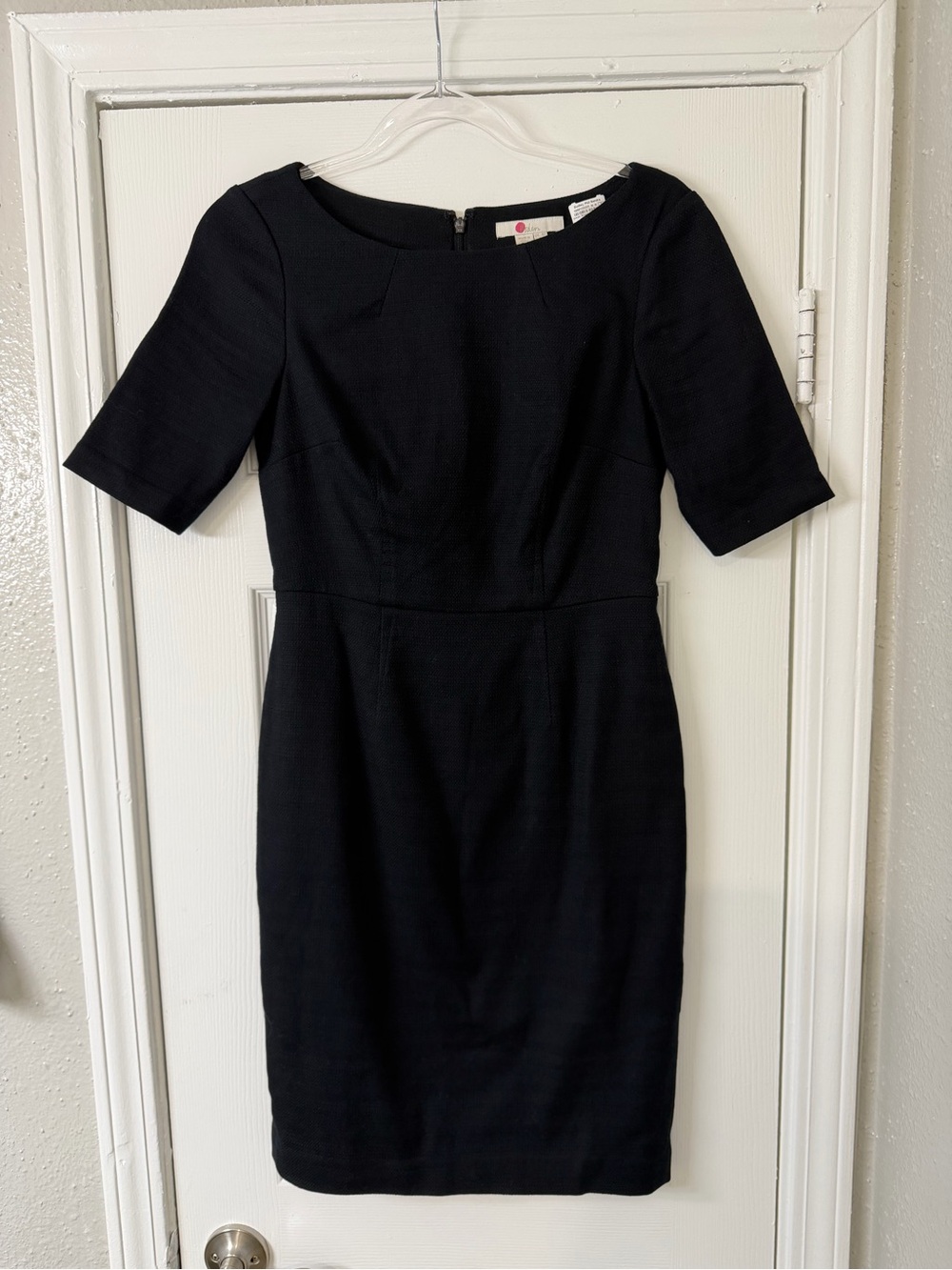 Boden Elsa Ottoman Black Sheath Work Dress Size 4P Career Basics Professional